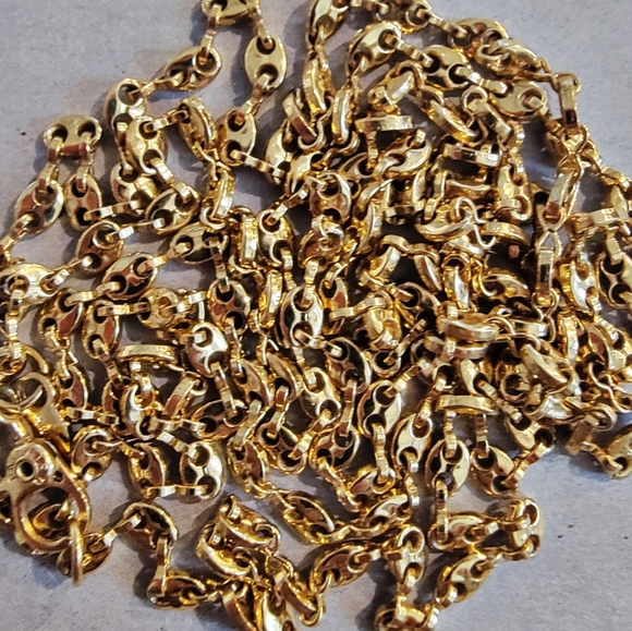 #Vintage #90s #MONET Gold Tone Oval Link Chain Necklace 34" Long Signed Classic - Picture 4 of 6